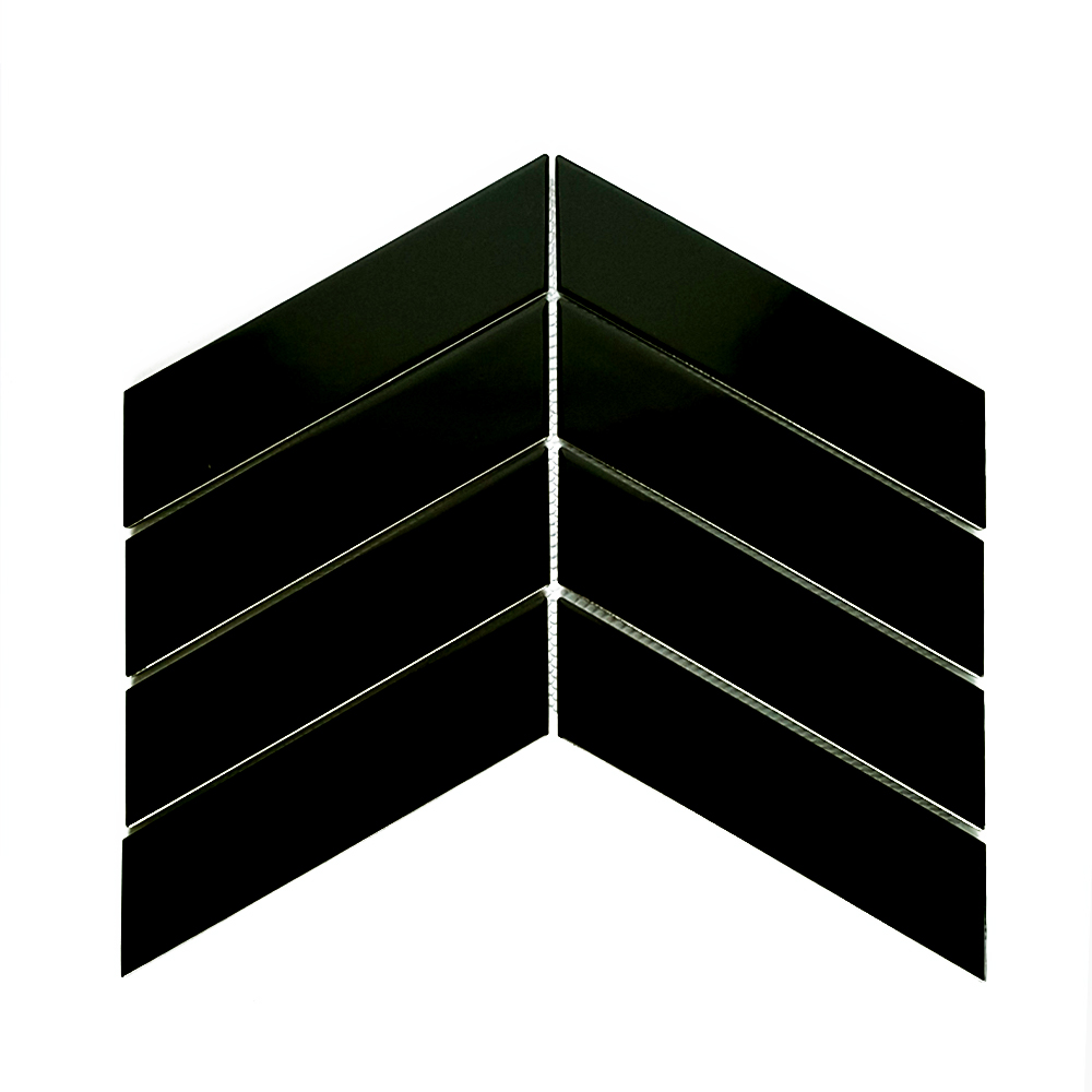 MOZZA TILE Chevron Glossy Black 45x180mm (318x222mm)